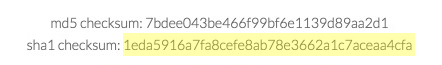 SHA1 checksum for download Verifying SHA1 value