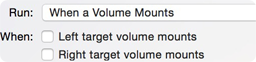 When a volume mounts scheduling option Sync when a volume mounts