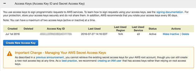 Get Access Keys Access Keys for Amazon S3
