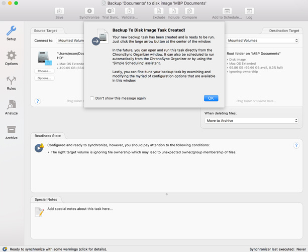 Assistant setup complete Task created