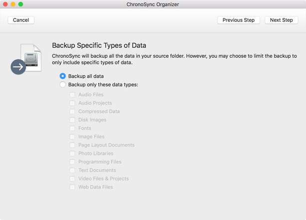 select filetypes choose file types to backup