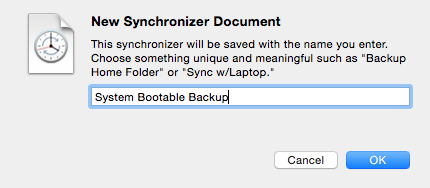 New document in Document Organizer Create a new synchronizer document