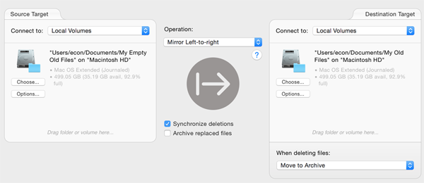 The Setup panel Set up synchronization