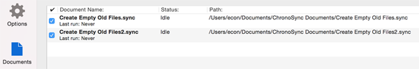 The Setup panel Set up synchronization