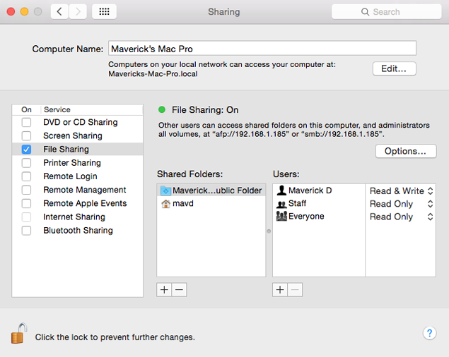 File Sharing Enable File Sharing