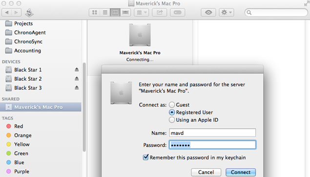 Connect as Registered User Connect to Shared Computer