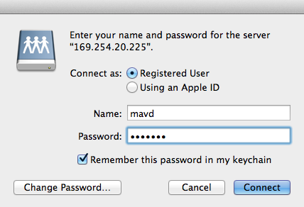Connect to server Connect to IP Address