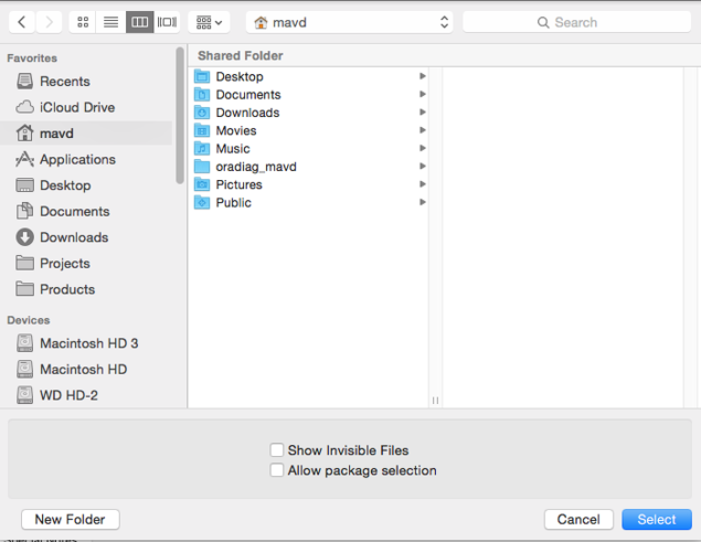 File selection window Select file for target