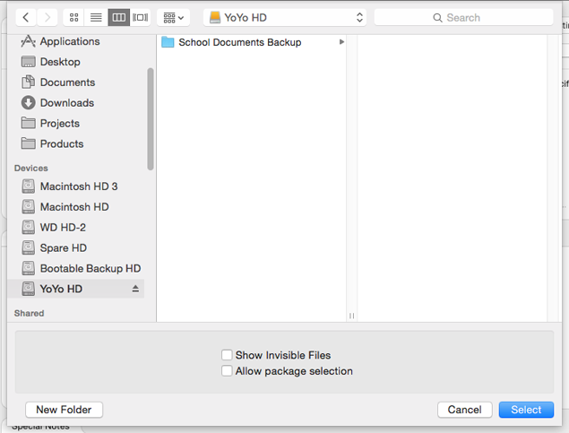 File selection Choose destination