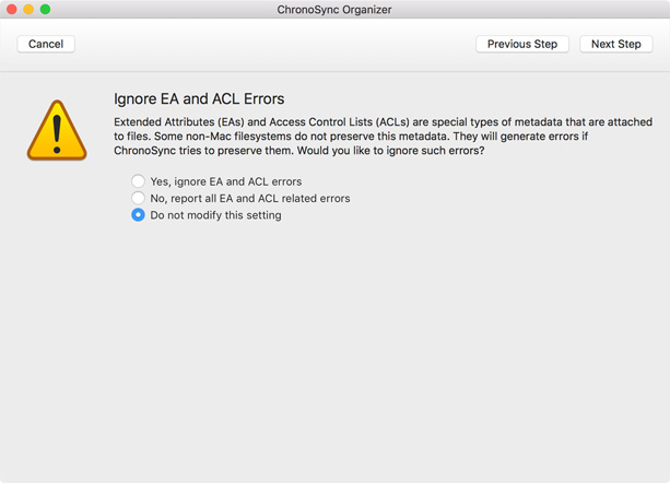 ignore errors ignore ea and acl errors