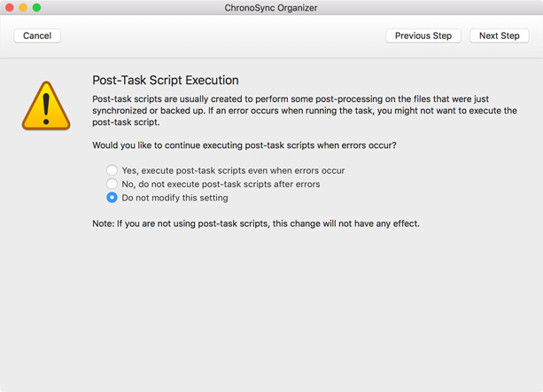 handling script execution post-task script execution
