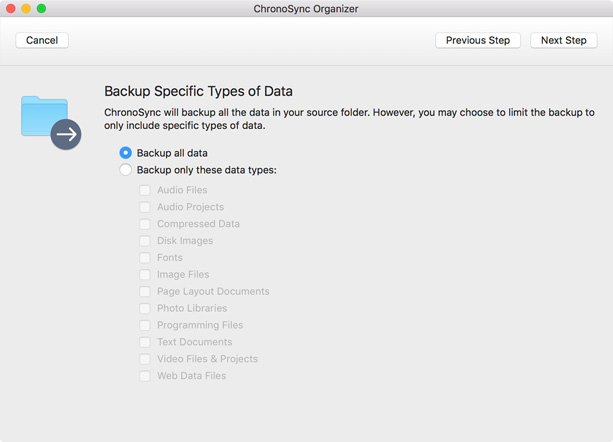 select filetypes choose file types to backup
