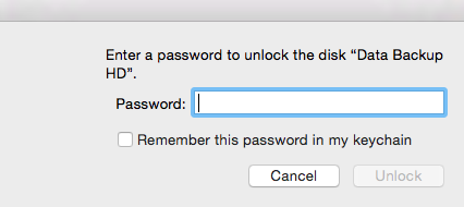 Provide password Provide password to access volume