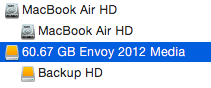 Partitioned device in sidebar Newly partitioned device in list