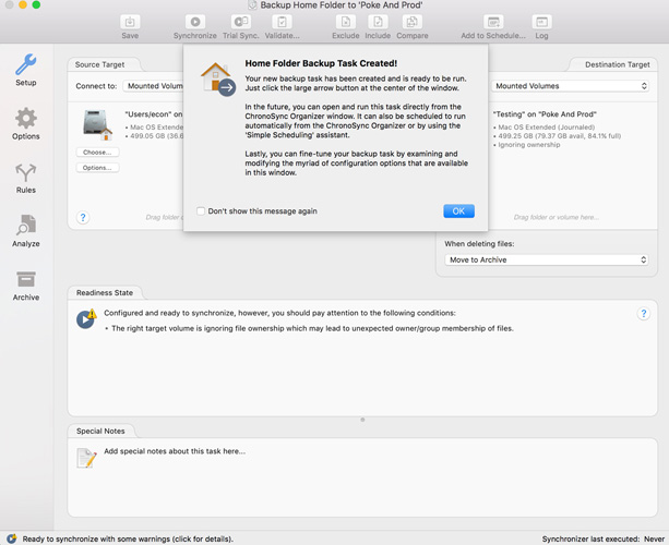 Assistant setup complete Task created