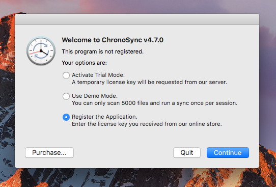 Welcome to ChronoSync Register ChronoSync