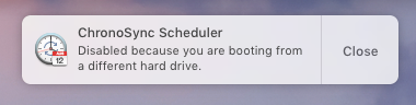 Scheduler warning ChronoSync scheduler disabled