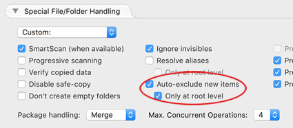 Auto exclude files at root level Auto-exclude files