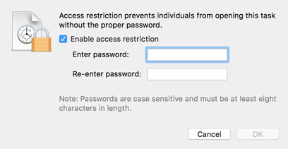 Access restriction sheet Access Restriction in ChronoSync
