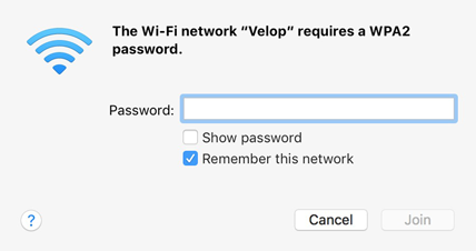 Password sheet to join network join network