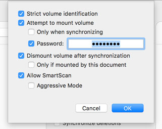 Target Options Specifying a password to mount an encrypted volume