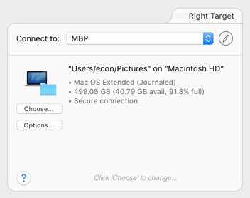 Setup Panel Setup panel with target selected