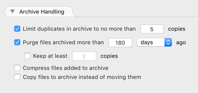Archive Handling Enable Archiving