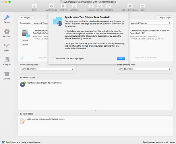 Assistant setup complete Task created