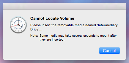 Error when volume can't be located Cannot Locate Volume
