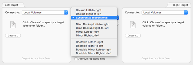 Choose Sync Operation Sync Bidirectional