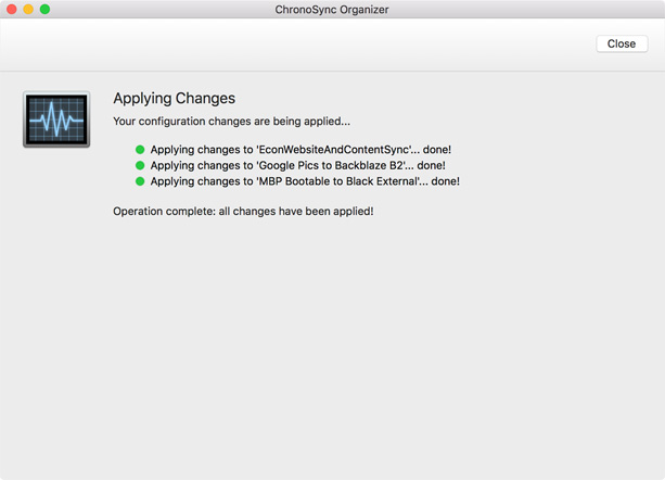 Applying settings Settings being applied