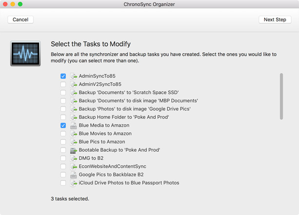 select tasks select the tasks to modify