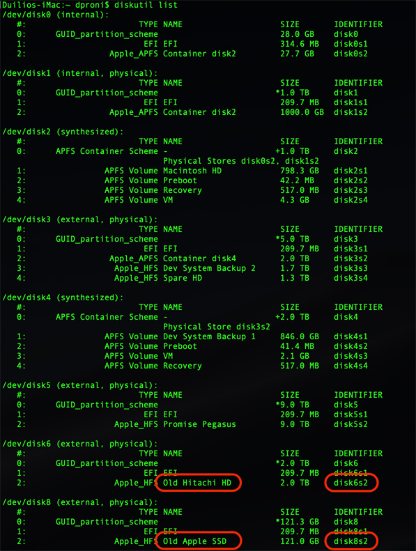 List Devices in Terminal Storage Devices and Volumes