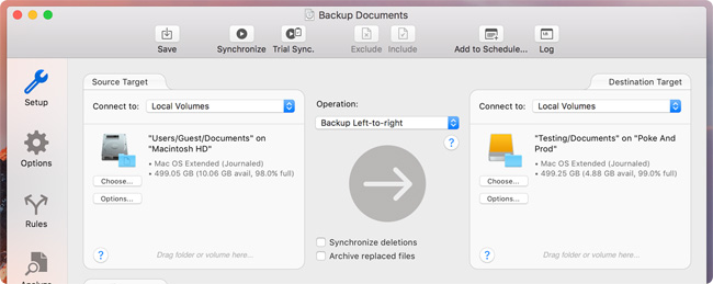 Synchronizer task for backing up Set up your backup