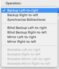 Choose sync operation Backup Left-to-right