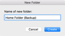 Name new folder Create new folder
