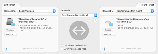 Select targets on Setup panel Select file or folder to sync