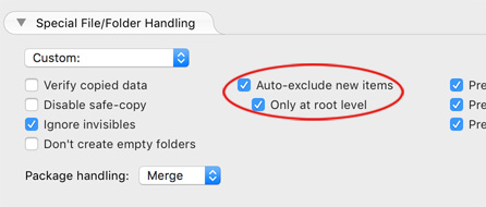 Auto exclude files at root level Auto-exclude files
