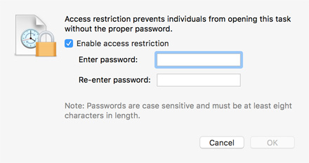 Access restriction sheet Access Restriction in ChronoSync