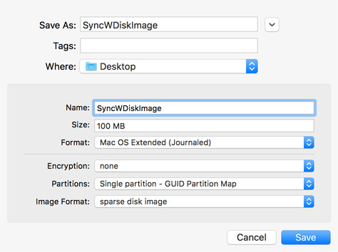 New image Create new disk image
