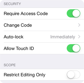InterConneX Security settings Passcode protect your iPad & iPhone data